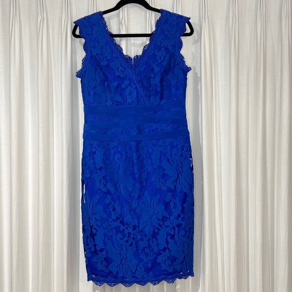 Joseph Ribkoff Sleeveless Royal Blue Lace Cocktail Dress - Picture 1 of 10